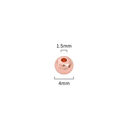 Rose Gold Plated Round Spacer Beads 4mm 100pcs for Jewelry Making Findings Non Tarnish - color: Rose Gold, size: 4mm