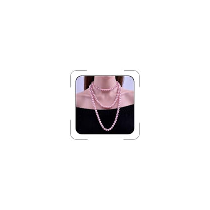 Pearl Necklaces for Women 60'' 70" Long Pearl Necklace 15.75'' Pearl Choker Necklace Chunky Bead Layered Faux Pearl Dangle Wedding Bridal 1920s Gatsby Christmas Costume Jewelry Gifts - color: Pink-60“