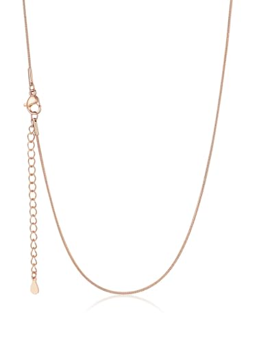 U7 Snake Necklace for Women 14K Gold Plated/Silver/Rose Gold/Black Chain Necklace Hypoallergenic, Stainless Steel Tiny Snake Chain Necklace 1/1.2/1.5/2MM, 14-30" Adjustable Minimalist Gift - color: b.Rose Gold-1mm