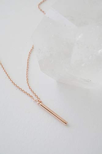 Honeycat Mini Drop Bar Necklace available in Gold, Rose Gold, and Silver | Minimalist, Delicate Jewelry - color: Rose Gold