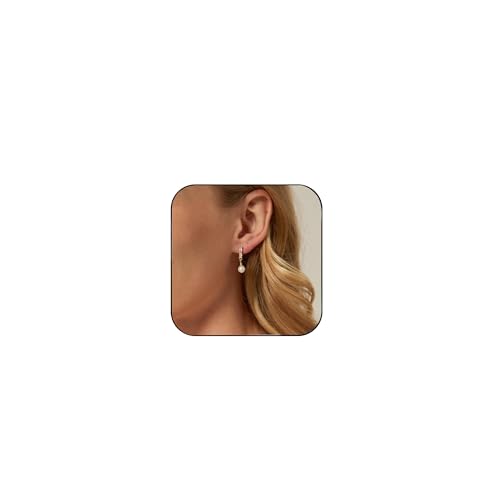 Gold Pearl Clip on Earrings for Women Elegant Small Cubic Zirconia Drop Earrings for Bridal Bridesmaid Wedding Jewelry - size: 0.78in