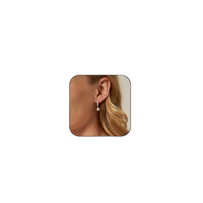 Gold Pearl Clip on Earrings for Women Elegant Small Cubic Zirconia Drop Earrings for Bridal Bridesmaid Wedding Jewelry - size: 0.78in
