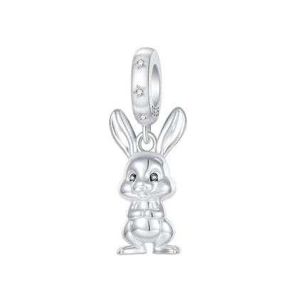 Family Love Mother Daughter Grandma Charm 925 Sterling Silver fits Bracelets Necklace Pendant Bead Charms Jewelry Gift for Women Family Friends - color: Easter Bunny Dangle Charm