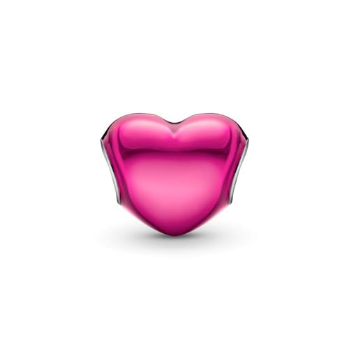 S925 Sterling Silver Enamel Colorful Heart Charm Fit Bracelets Necklaces | Black Pink Blue Green Red Enamel Heart Charms DIY Fashion Holiday Jewelry Gift Valentines Day & Anniversary for Women - color: Silver-0562