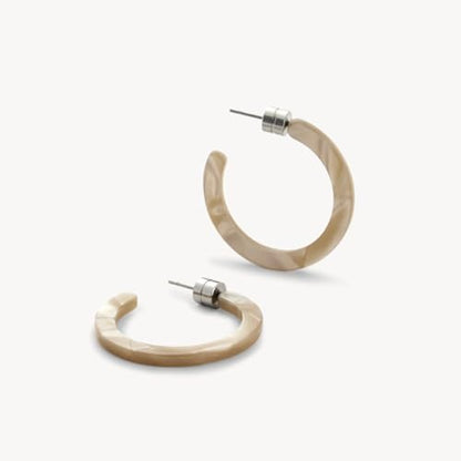Circle Hoop Earrings Acetate Resin Fashion Jewelry for Women - color: Sand Shell, size: Mini