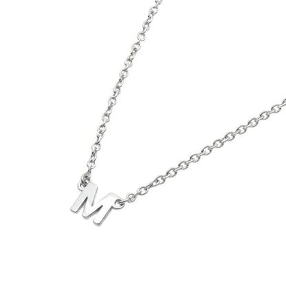 OAK & LUNA Inez Initial Necklace - Gold Plated & Sterling Silver — A-Z Letter Pendant on 15″ + 2″ Adjustable Cable Chain - color: 925 Sterling Silver, style: Letter M