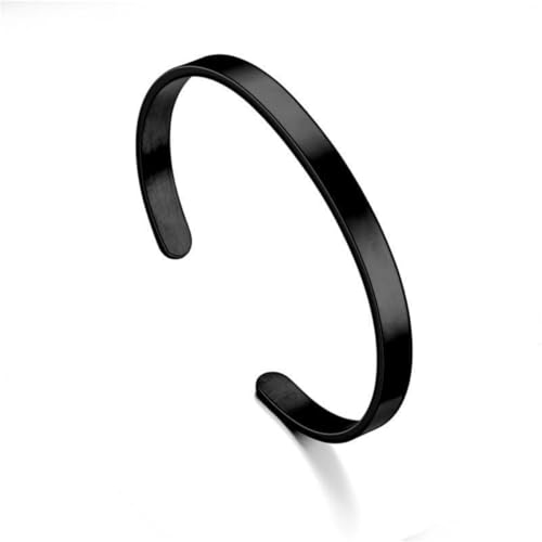 Stainless Steel Mens Cuff Bracelet-Open Metal Cuff Bangle Bracelets for Men,Mens Bracelet Jewelry Gift - color: black