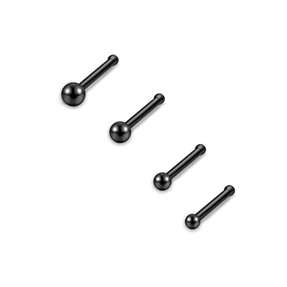 AllerPierce 20G 20Pcs Nose Studs Rings Stainless Steel CZ L Shape Bone Screw Stud Nose Piercing Jewelry for Women Men Hypoallergenic Nose Pin 1.5mm 2mm 2.5mm 3mm - color: Black - Straight