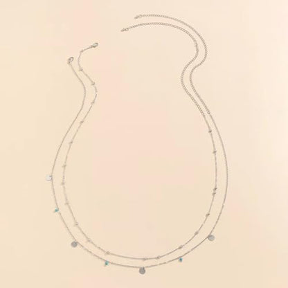 Gold Layered Belly Chain Turquoise Charm Belly Chain Adjustable Double Minimalist Waist Chain Summer Beach Vacation Jewelry Accessories - color: silver