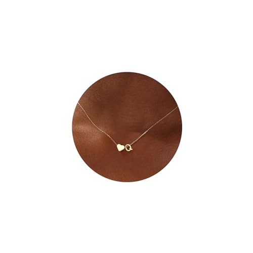 Turandoss Heart Initial Necklace for Women Teen Girls - 18K Gold Plated Letter A-Z Pendant Necklace Dainty Heart Necklaces Tiny Initial Necklaces Birthday Gifts for Women Jewelry - color: Gold, style: Q