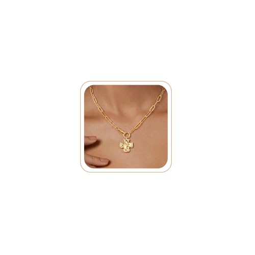 CHESKY Cross Necklace for Women, 14K Gold/Silver Plated Paperclip Necklace | Chunky Cross Necklace, Statement Pendant Charm Necklace, Gold Jewelry for Women, Fashion Accessories - color: Gold