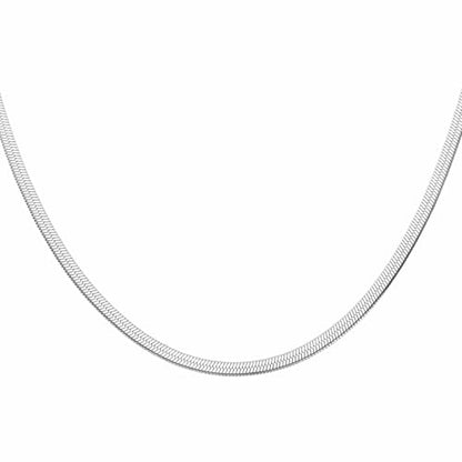 HARFINGTON Herringbone Necklaces Stainless Steel Snake Chain Necklace Adjustable Flat Chain for Jewelry Gift - color: Silver, size: 24" x 0.2"