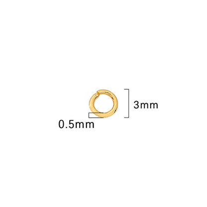 BEADIA 18K Gold Plated Jump Rings Non Tarnish 3mm 1200pcs for Jewelry Making Findings - color: Gold, size: 0.5x3mm