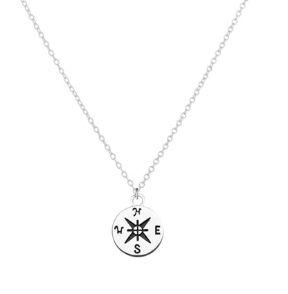 Silver Necklaces for Women Teens, Best Friend Necklace Sister Daughter Gift | Horseshoe Butterfly Swan Wave Evil Eye Necklace Graduation Chritmas Birthday Gifts for Women, Stainless Steel - style: Compass