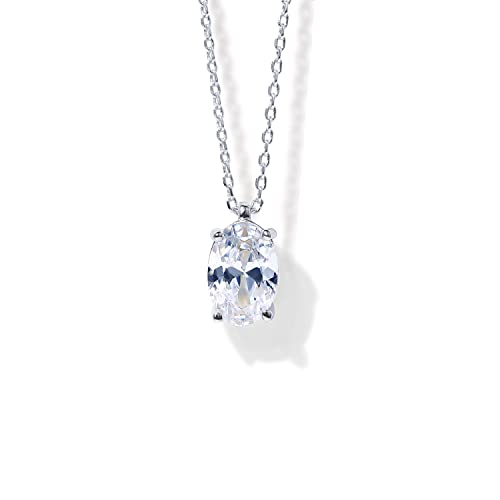 PAVOI 14K Gold Plated Cubic Zirconia Diamond Pendant Necklace for Women | Adjustable Slider - style: Oval