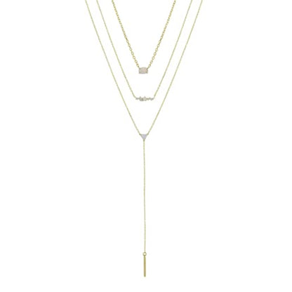 Ettika Lariat Necklace for Women. Gold Drop Necklace, Necklaces for Women. 18K Gold or Rhodium Plated Chain. Trendy Jewelry - color: N1949 Gold
