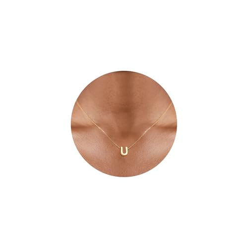 Gold Initial Necklace for Women - Dainty Letter Pendant Necklaces, Adjustable 18+3 Inch Chain, Personalized Gift Trendy Jewelry for Mom, Daughter, Wife (Choose Letter A-Z) - color: U