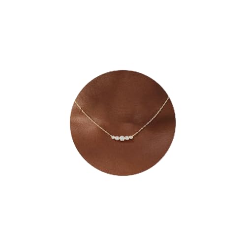 Turandoss Cubic Zirconia Necklace for Women, 14K Gold Plated Necklace | Gold Choker Necklace for Women, Trendy CZ Pearl Necklace, Simple Wedding Prom Jewelry, Bridesmaids Gifts - color: 5 Round Zircon