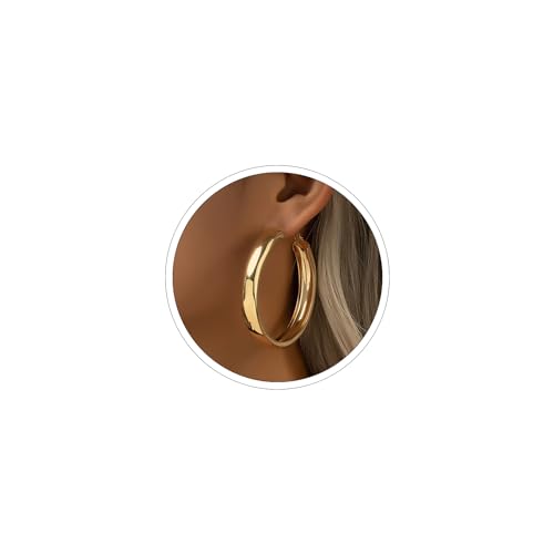 Large Hoop Earrings for Women Lightweight Chunky Earrings | Big Hoop Earrings for Women Chunky Jewelry 70s Outfits for Women - style: Hoop-G-01