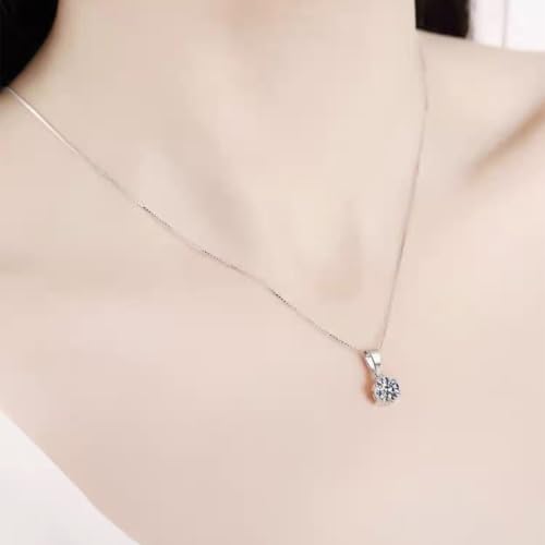 Dainty Solitaire Necklaces Stud Earrings Set For Women,White Gold Plated Simple Prom Jewelry Set Cubic Zirconia Pendant Choker Necklace And Earring Sets Wedding Jewelry For Bridal - color: 6 Prong necklace stud set