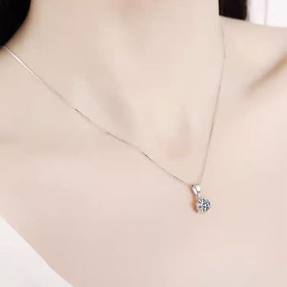 Dainty Solitaire Necklaces Stud Earrings Set For Women,White Gold Plated Simple Prom Jewelry Set Cubic Zirconia Pendant Choker Necklace And Earring Sets Wedding Jewelry For Bridal - color: 6 Prong necklace stud set