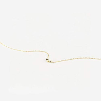 itianxi Dainty Cross Charm Pendant Necklaces,14K Gold Tiny Three Ball Necklace,Simple Fashion Jewelry for Women - color: gold 3 ball