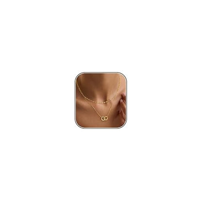 Dainty Layered Necklaces for Women,14k Gold Plated CZ Choker Necklace Stack | 14K Gold Plated Necklace set,Non Tarnish Hypoallergenic Beaded Paperclip Chain Necklace Stack Women's Minimalist Jewelry Gift - color: Gold-6