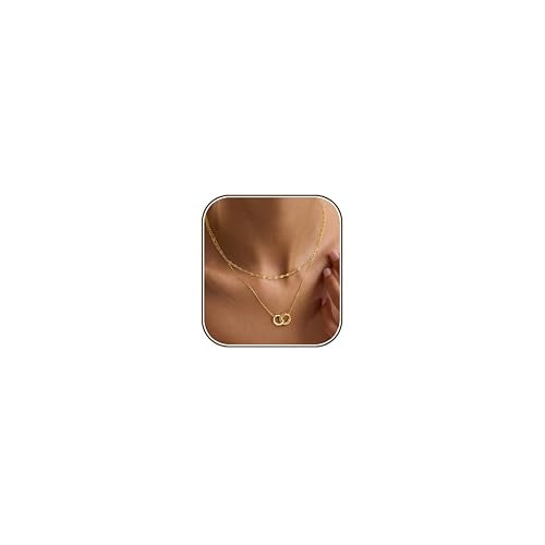 Dainty Layered Necklaces for Women,14k Gold Plated CZ Choker Necklace Stack | 14K Gold Plated Necklace set,Non Tarnish Hypoallergenic Beaded Paperclip Chain Necklace Stack Women's Minimalist Jewelry Gift - color: Gold-6