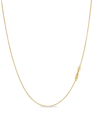 KEZEF 925 Sterling Silver Box Chain Necklace for Women & Men, 0.7mm Thin Chain Necklace, Available in Sterling Silver, Gold Plated & Rose Gold Plated Finishes, Made in Italy - color: 18kt Gold, size: 18 Inch