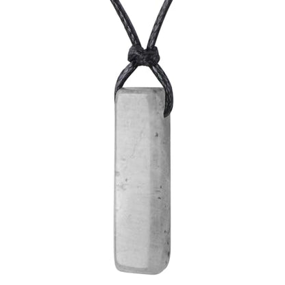 FANASY Natural Gemstone Pendant Necklace for Men Healing Crystal Pendant Adjustable Black Rope Necklace Jewelry Gifts for Women Men - color: Labradorite