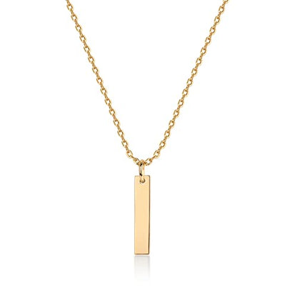 PAVOI 14K Gold Plated Dainty Cubic Zirconia Pendant Necklace for Women | Dot, Elephant, Butterfly, Pineapple, Lock, Knot, Palm Tree, Bow, Smiley Pendant | Layering Chain Necklaces - style: Bar
