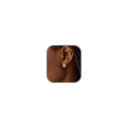 Gold Earrings for Women, Dainty Triple Huggie Earrings 14K Gold Plated Small Hoop Earrings for Women Trendy Cute Hypoallergenic Stud Earrings Unique Double Hoops Waterproof Womens Jewelry Gifts - color: gold plated-G