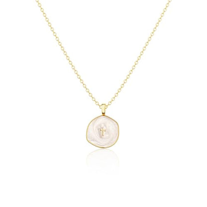 Tewiky Cross Necklace for Women 14k Gold Plated Cross Pendant Necklaces | Cute Necklaces for Women,Jewelry ,Graduation Gift for Her - color: Gold