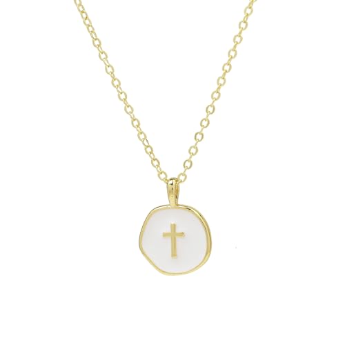 Dainty Necklace Initial Necklace For Women Round Moon star Clover Pendant Chain Coin Necklaces - color: P