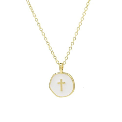 Dainty Necklace Initial Necklace For Women Round Moon star Clover Pendant Chain Coin Necklaces - color: P