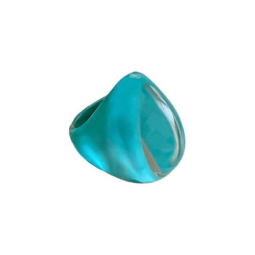 Kokoma Resin Statement Ring for Women Chunky Oval Dome Ring | Geometric Rings, Stackable Accessory, Fashion Jewelry, Daily Wear - color: Blue