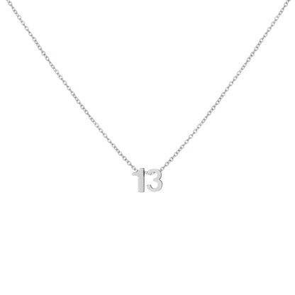 Number Necklace for Women Dainty 18K Gold Plated Pendant Necklace Charm Birth Month Personalized Jewelry Birthday Gift - color: SILVER, style: Number 13