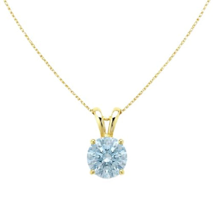 Mariell Cubic Zirconia Crystal Pendant Necklace for Women, 2 Carat 8mm CZ, for Brides, Wedding, Mother's Day Jewelry Gift - color: Gold-Blue Cubic Zirconia