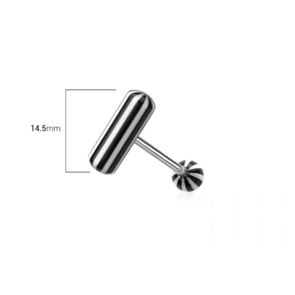 Pierced Owl 14GA 316L Stainless Steel Acrylic Pill Shaped Tongue Barbell - style: Blue White and Pink Striped