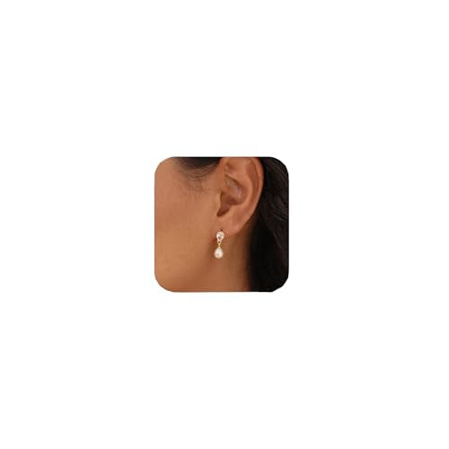 Gold Earrings for Women Trendy, Dainty Dangle Earrings 14K Gold Plated Drop Earrings Cute Wedding Earrings Fashion Prom Bridal Jewelry Gifts - color: Gold-A6