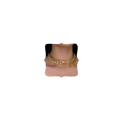 Aimimier 3Pcs Punk Cuban Link Chain Choker Necklace Twist Rope Necklace Chunky Figaro Chain Prom Party Festival Accessory for Women - color: Gold