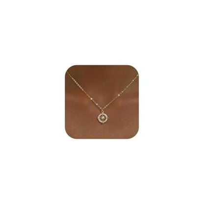 Gold Silver Necklace for Women, Dainty Cubic Zirconia Pendant | Teardrop CZ Charm, 14K Gold/Sterling Silver Plated, Adjustable Chain, Hypoallergenic & Waterproof Jewelry, Cute Trendy Gift - color: Gold-CZ compass/cable chain