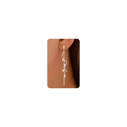 Dangle Earrings for Women - 14K Gold/White Gold/Rose Gold Plated Butterfly Heart Star Hoop Chain Long Tassel Cubic Zirconia CZ Dangle Earrings - color: Silver CZ Twist
