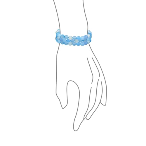 Bling Jewelry Genuine 8MM Gemstone Ball Bead Stretch Bracelet Stackable (3 Set) - color: Blue Agate