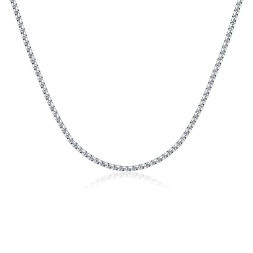 Eusense Stainless Steel Chain Necklace for Men Women Rolo/Wheat/Snake/Box Chain, 2-3MM, 20-24 Inches with Delicate Gift Box - color: Silver, size: 22+2 Inches Length, style: Rolo Chain-3MM Width