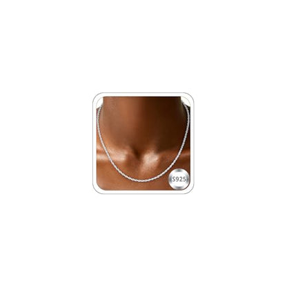 925 Sterling Silver Chain Necklace for Women, 2mm Rope Chains 14K Gold Plated Chain for Women Shiny Women's Chains Necklace 16 18 20 22 24 26 Inch - color: Sterling Silver