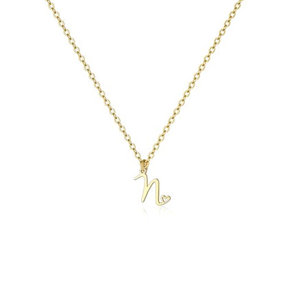 Tewiky Initial Necklace for Women-14k Gold Plated Dainty Letter Necklaces | Trendy Cute Custom Personalized Monogram Necklaces - color: gold, style: N