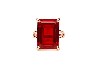 Vibrant Ruby Birthstone - Prong Set Rectangle Ring in 14k Gold - Simple Rings, Statement Rings, Birthstone Rings, Dress Rings, Ring Jewelry for Women - Customizable with Engraving