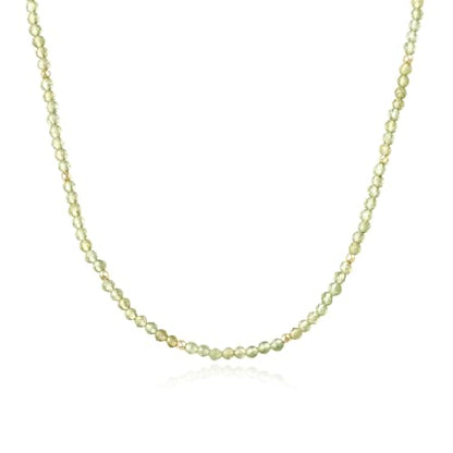 ARSIS Genuine Beaded Gemstone Necklace for Women, Colorful Natural Stone Handmade Bead Choker, Personalized Birthstone Necklace, Boho Summer Beach Necklace Layering Stackable Jewelry Gift - color: Peridot (August)