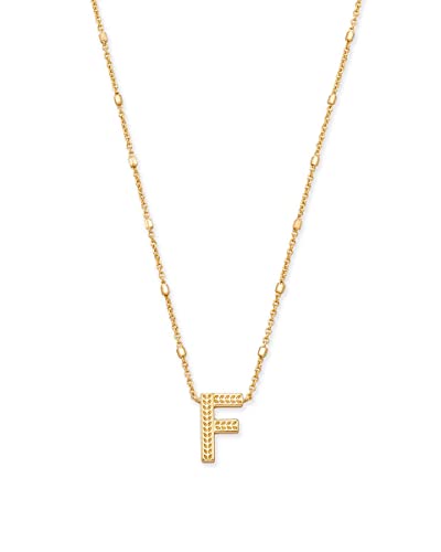 Kendra Scott Letters A-Z Pendant Necklace for Women, Fashion Jewelry, 14k Gold-Plated Brass - color: Letter F